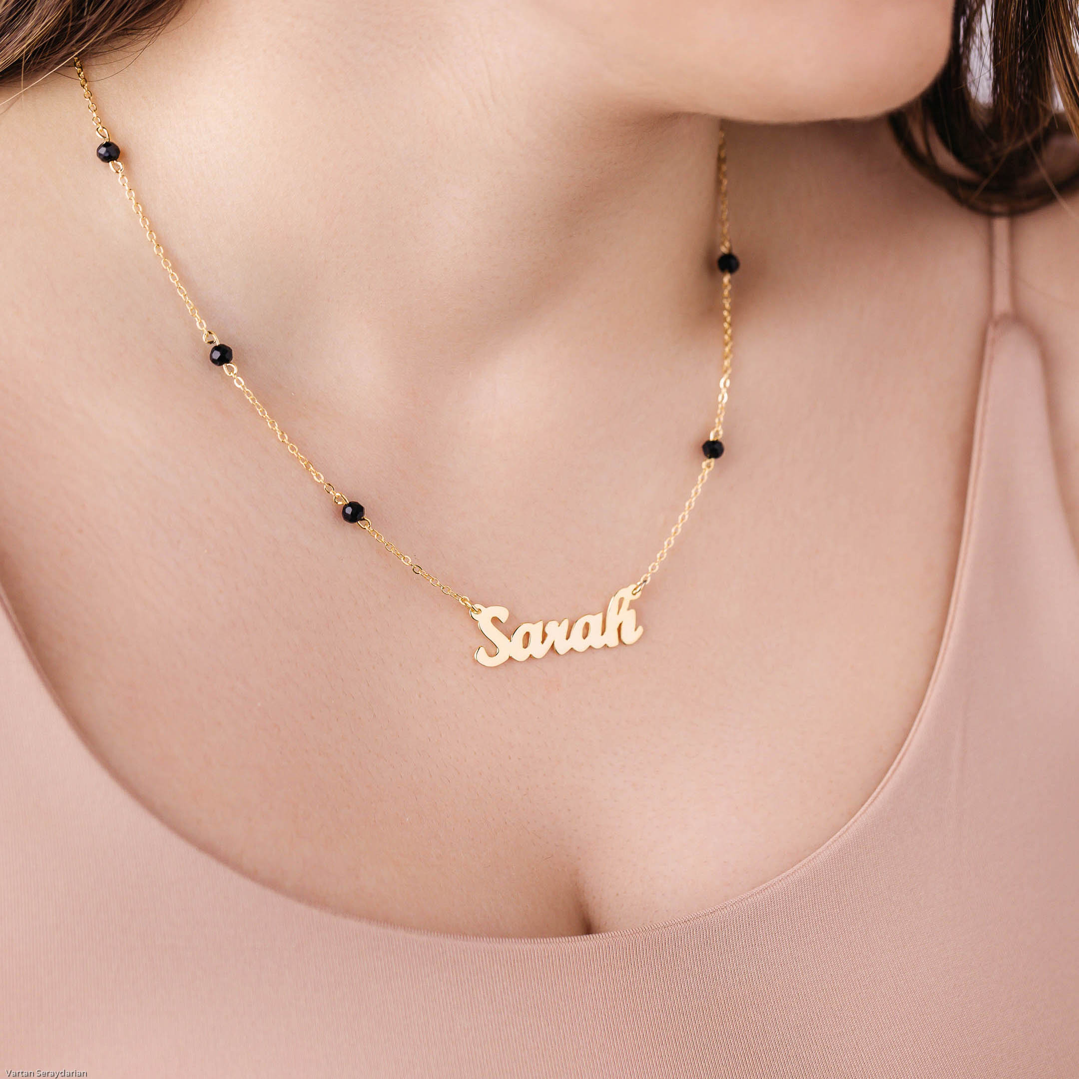 Name Necklace with Beads