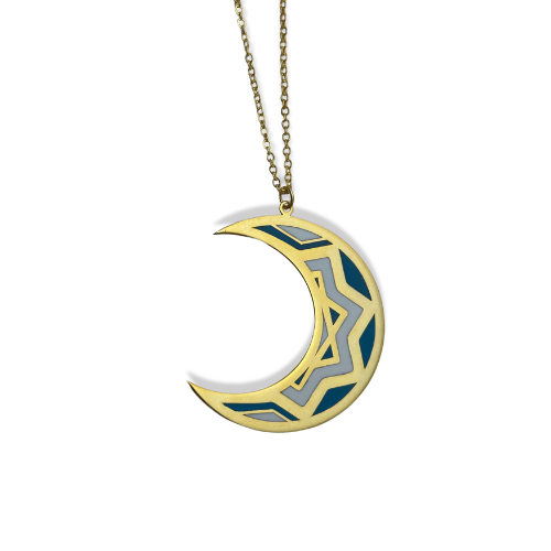 Oriental Moon Enamel Necklace