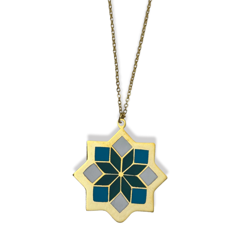 Oriental Flower Enamel Necklace