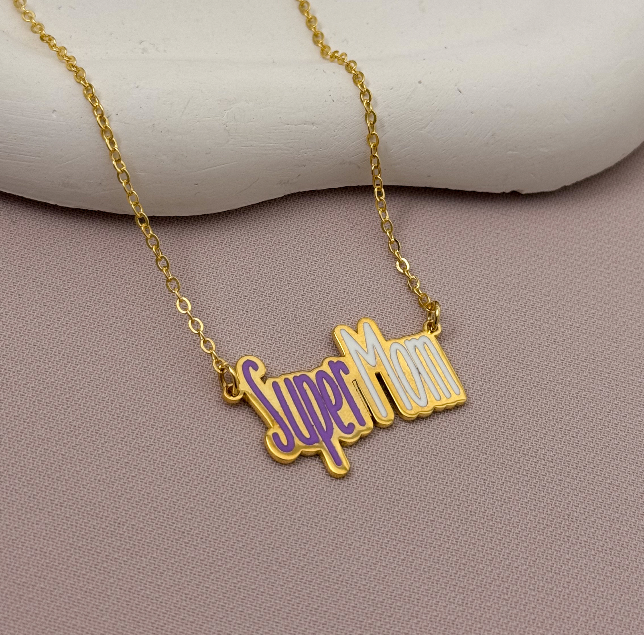 Super Mom Enamel Necklace