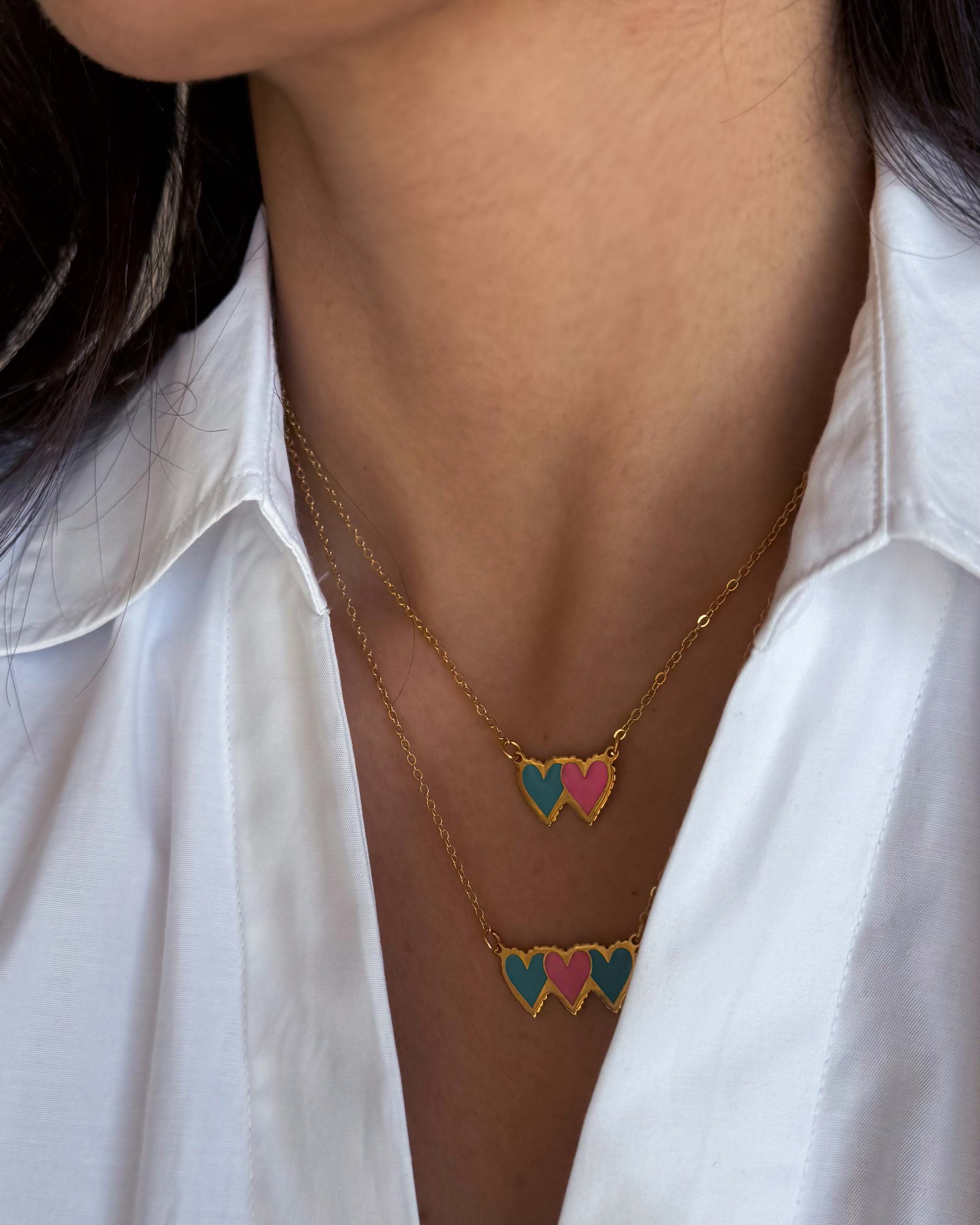 Hearts Enamel Necklace