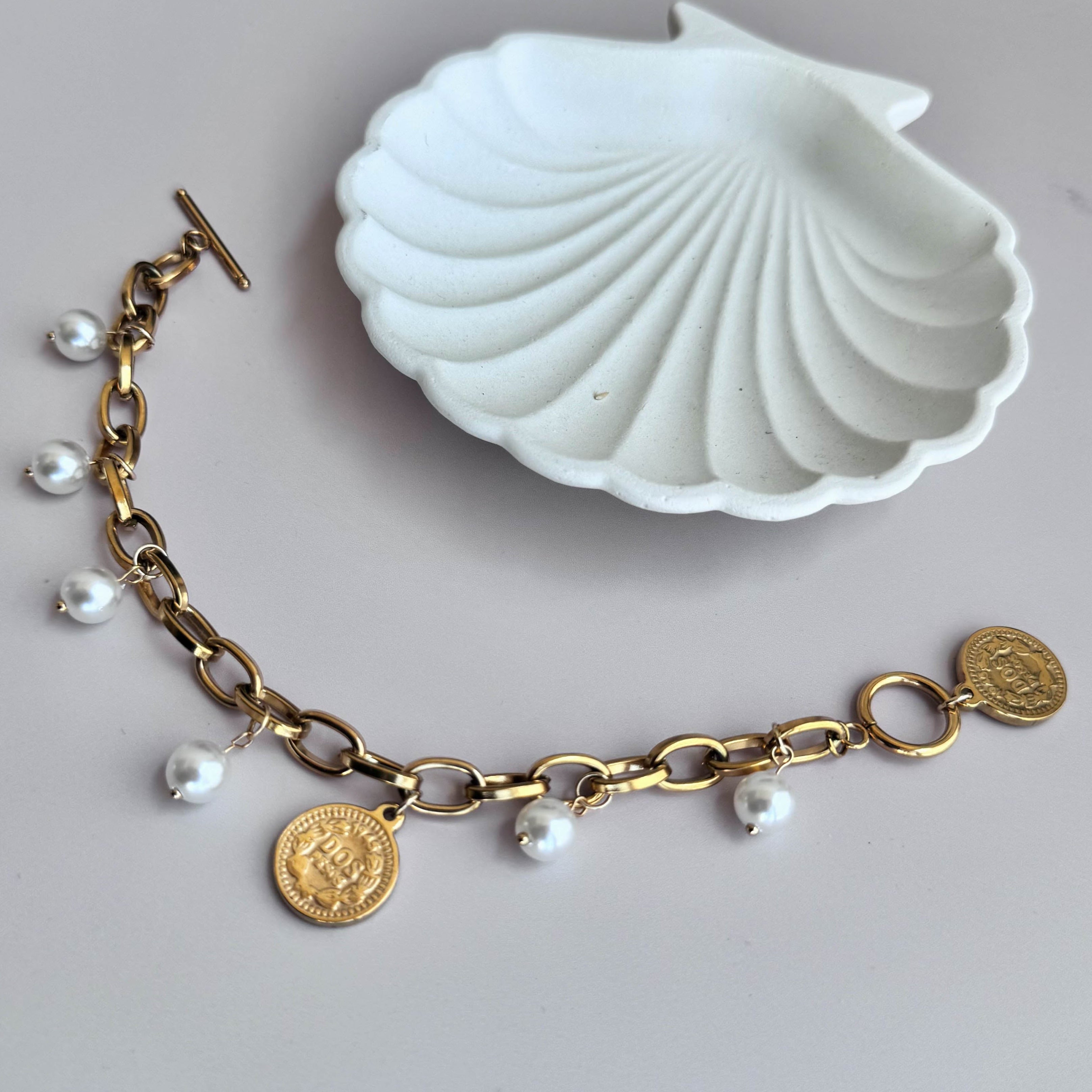 Pearls & Coins Bracelet