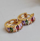 Oval Colorful Stones Hoops