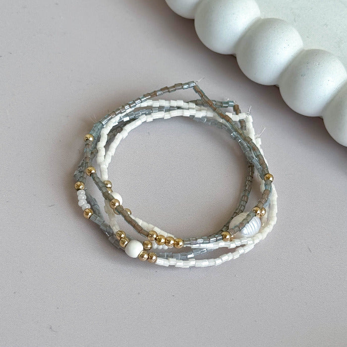 Green & White Stack Bracelets