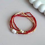 Red & Beige Bracelets Stack