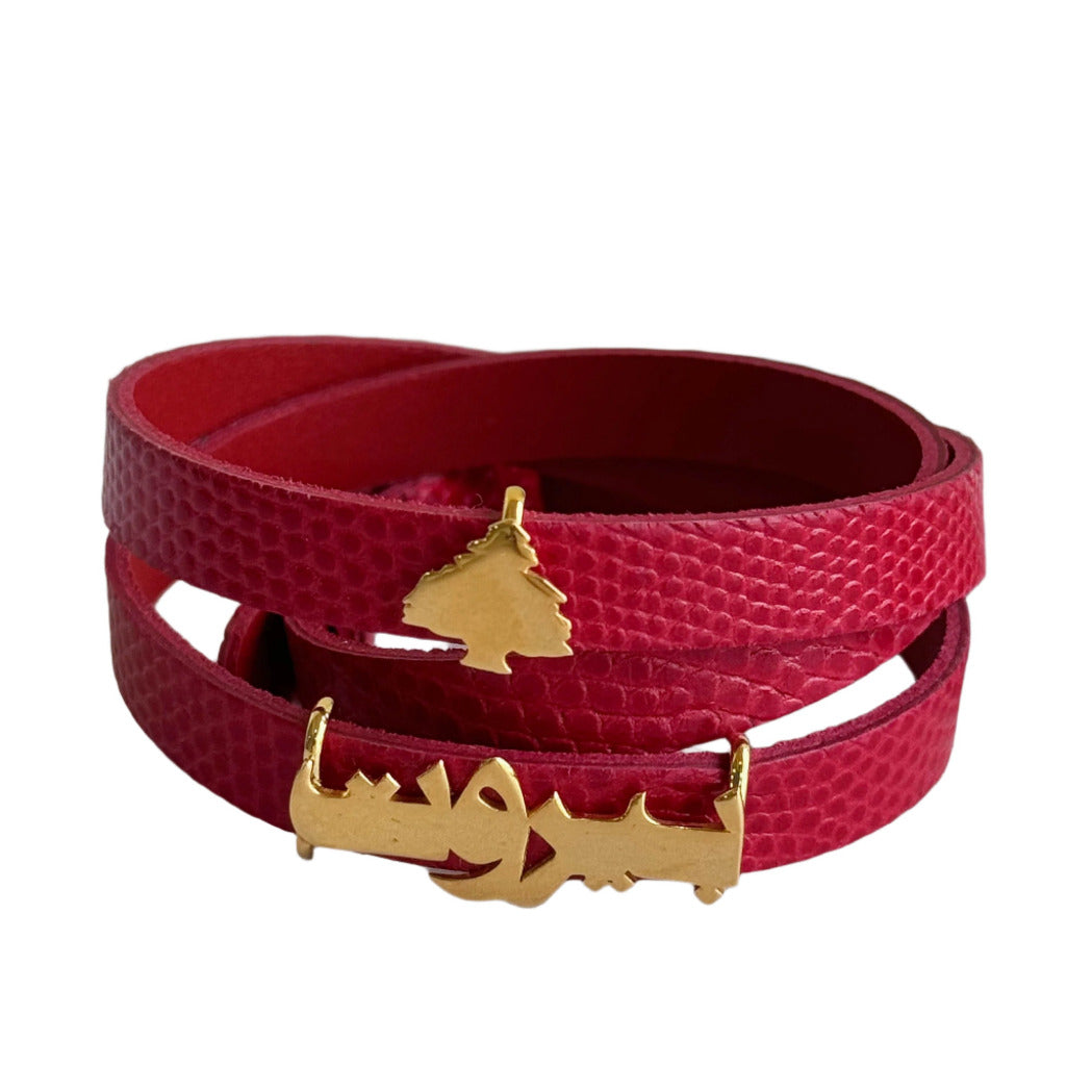 Beirut & Arz Symbol Leather Strap Bracelet