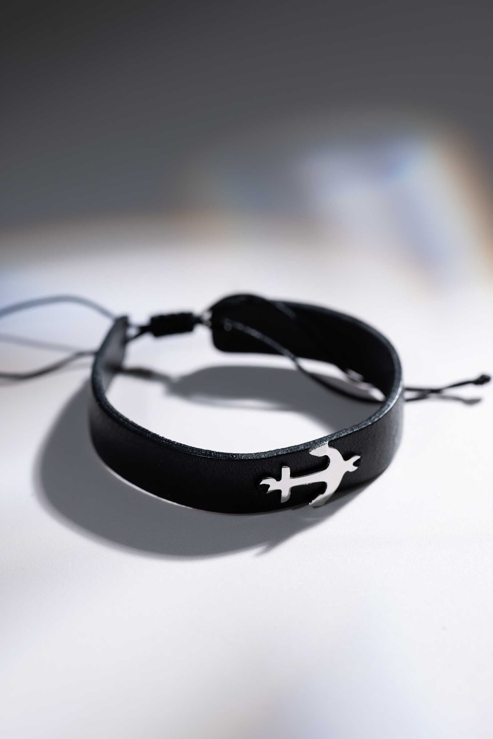 Anchor Leather Bracelet