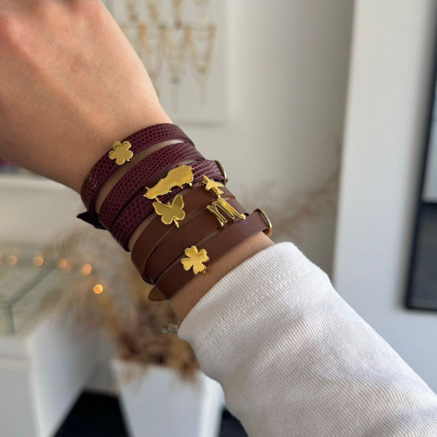 Strap Leather Bracelet with Charms