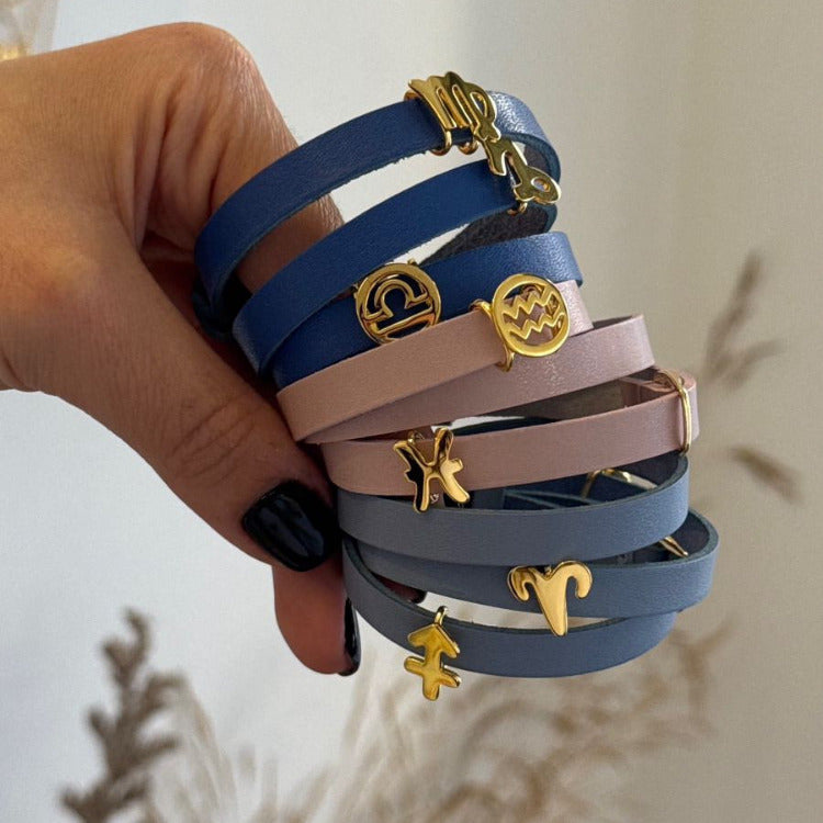Strap Leather Bracelet with Charms