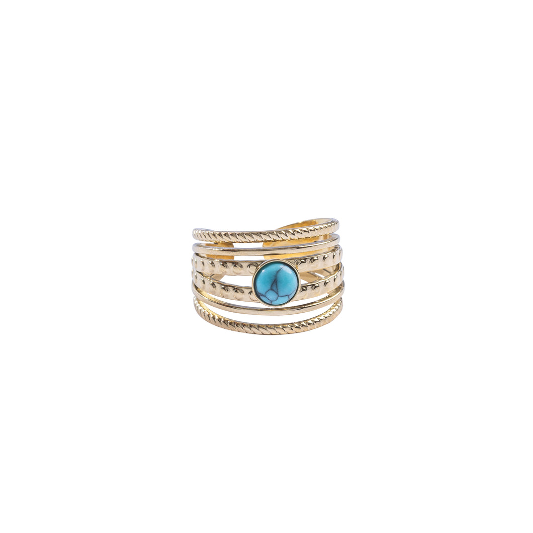 Stainless Ring Blue Stone