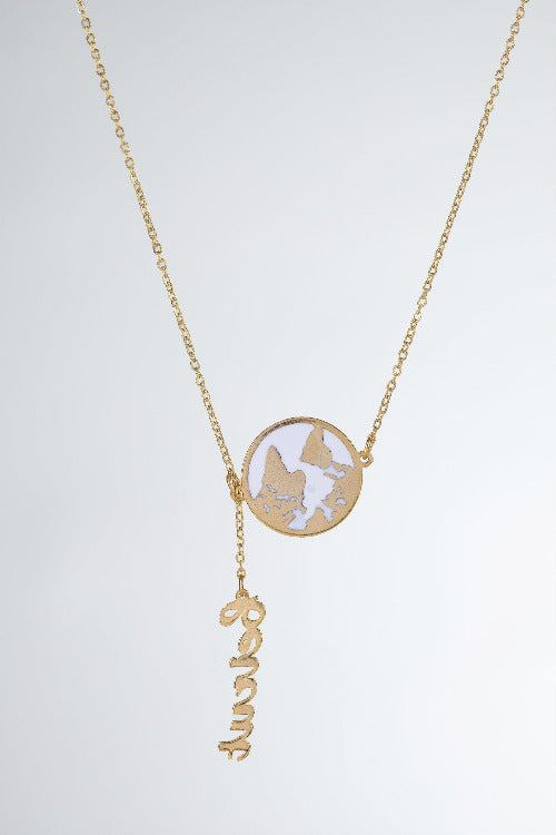 World Enamel Necklace With Name