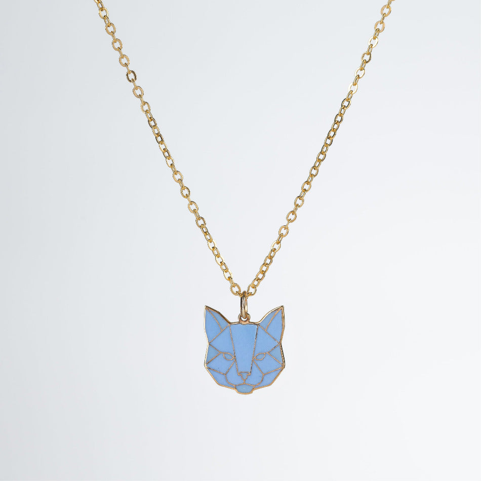 Geometric Cat Enamel Necklace