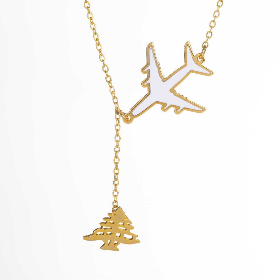 Airplane With Arz Enamel Necklace