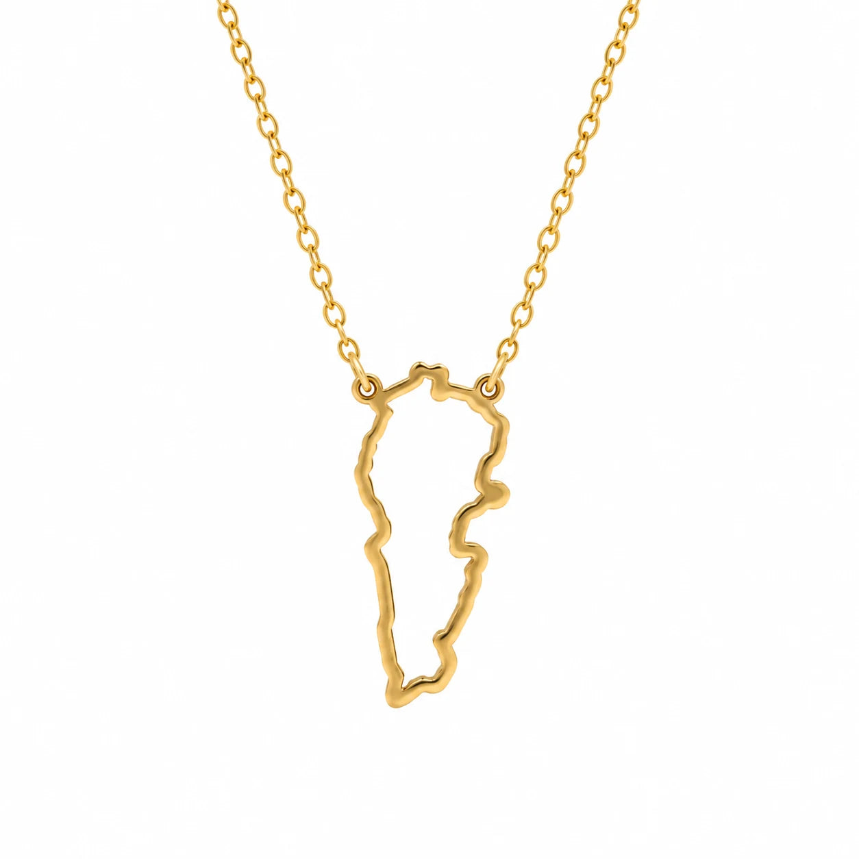 Lebanon Map Necklace — pendant on white with partial chain