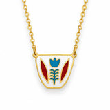 White Shaffe Coffee Cup Necklace — pendant on white with partial chain