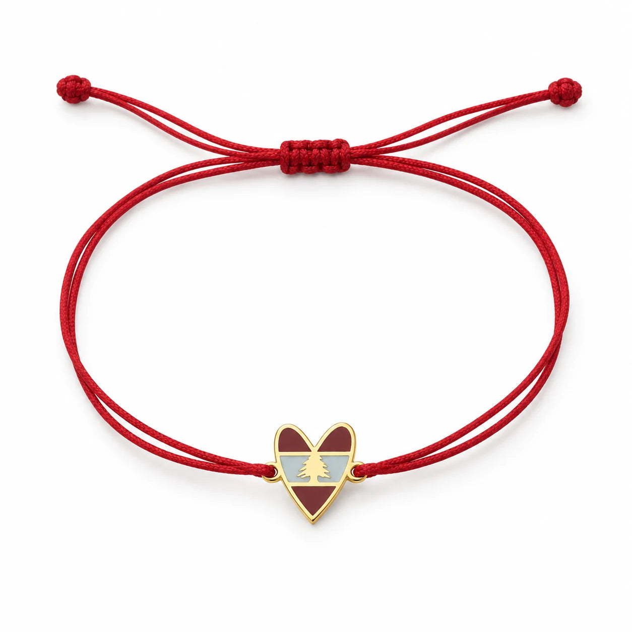 Lebanese Heart Flag Cord Bracelet