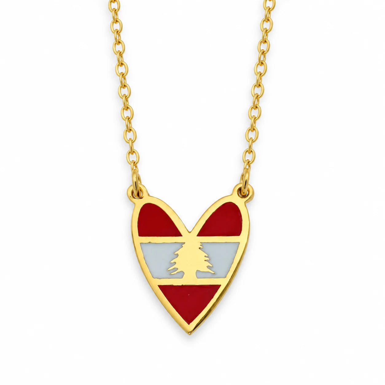 Heart Lebanese Flag Necklace