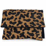 Tiger Beaded Clutch photographed on a white background