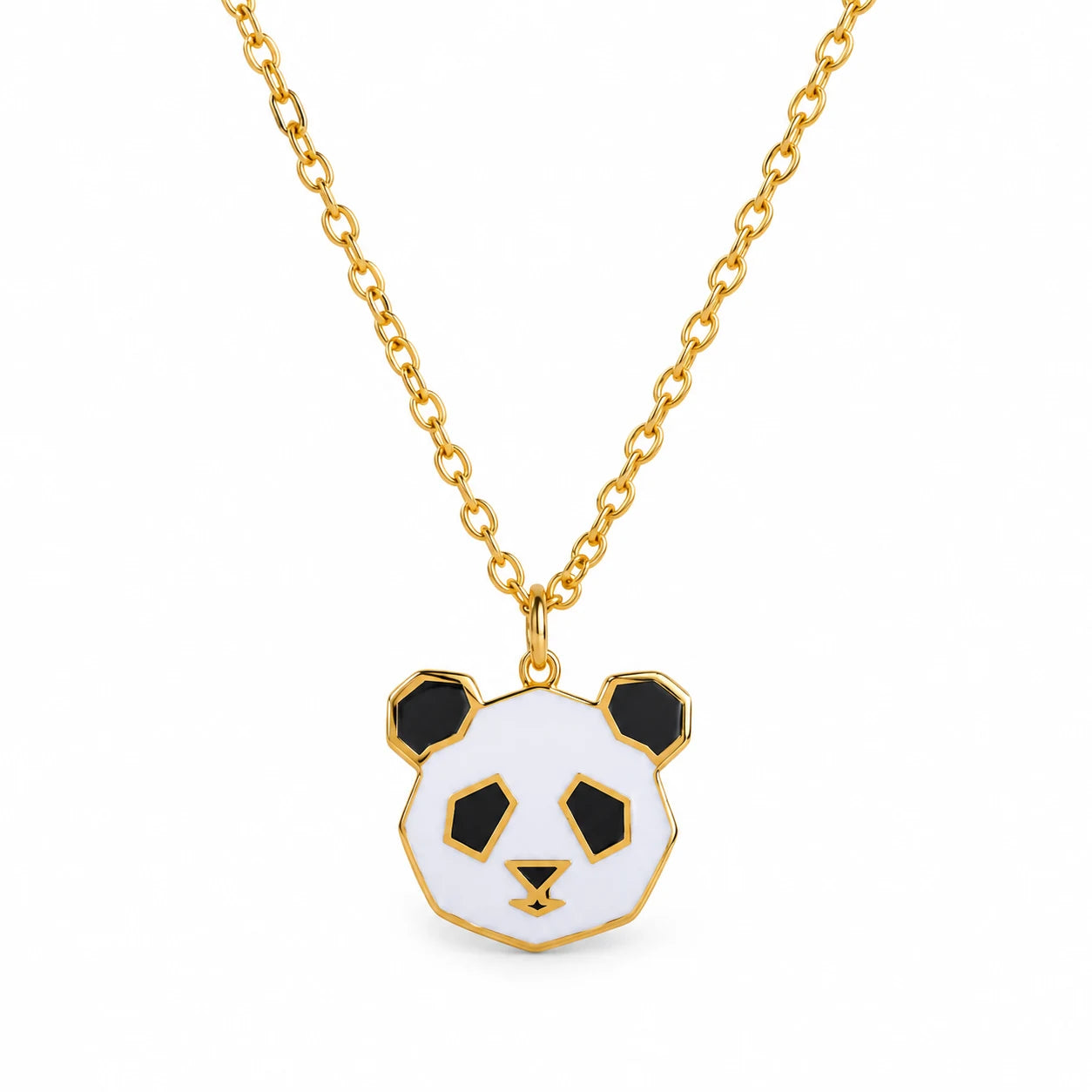 Panda Enamel Necklace — centred product with partial chain on white