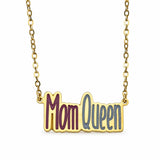 Mom Queen Enamel Necklace — centred product with partial chain on white