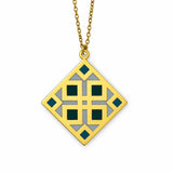 Oriental Square Enamel Necklace — centred product with partial chain on white