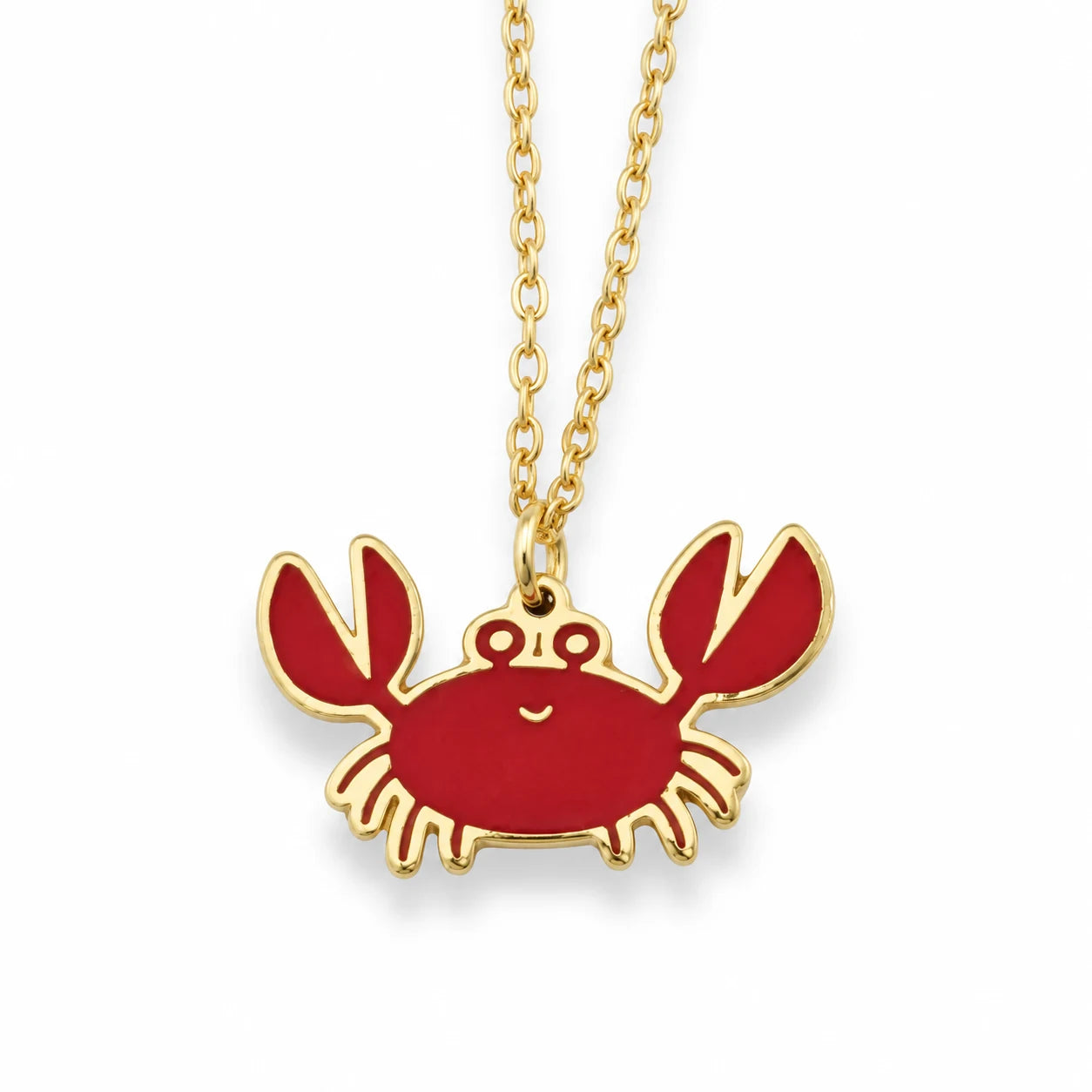 Cutie Crab Enamel Necklace — centred product with partial chain on white