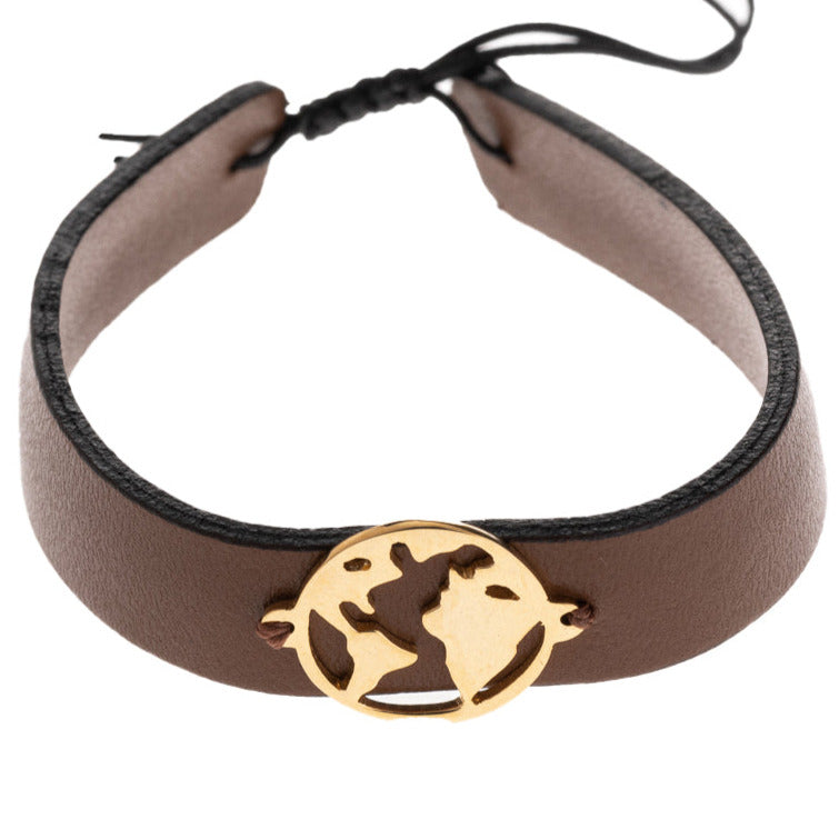World Map Leather Bracelet