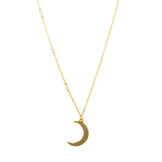 Moon necklace and pearls