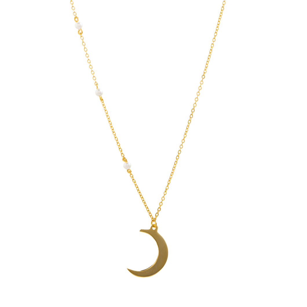 Moon necklace and pearls